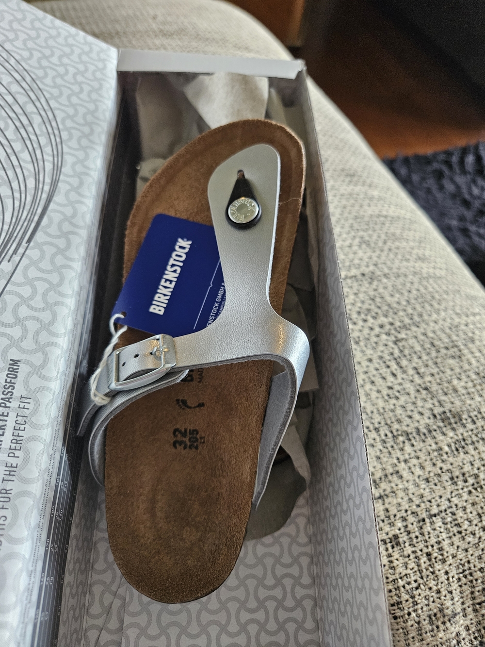 Birkenstock Silver Girls' Thong Sandal